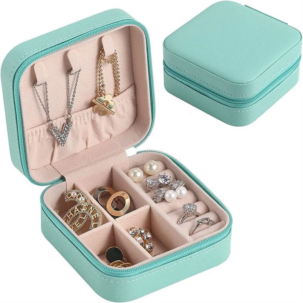 Mini Joyero portátil con cierre organizador - Turquesa